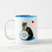 Mooie Tabby Kat & Hart Tweekleurige Koffiemok (Links)