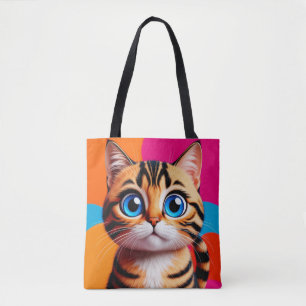 Mooie tabby kattenportret met grote blauwe ogen tote bag