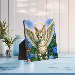 Mooie Tabby Poes Engelenvleugels Halo Fotoplaat