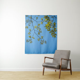 mooie tak met groene en gele bladeren knuffel wandkleed
