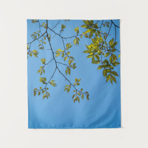 mooie tak met groene en gele bladeren knuffel wandkleed