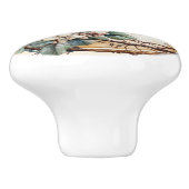 Mooie takkenkrans witte bloemen rode bessen keramische knop (Zijkant)