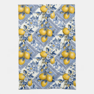 Mooie Talavera-tegelprint met citroenen Theedoek