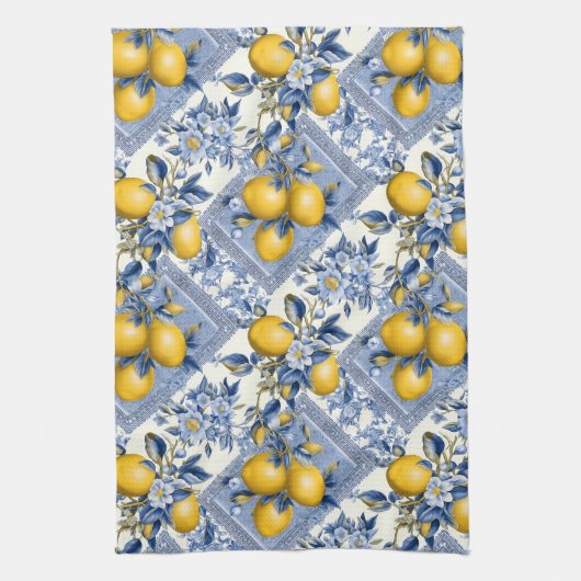Mooie Talavera-tegelprint met citroenen Theedoek (Verticaal)