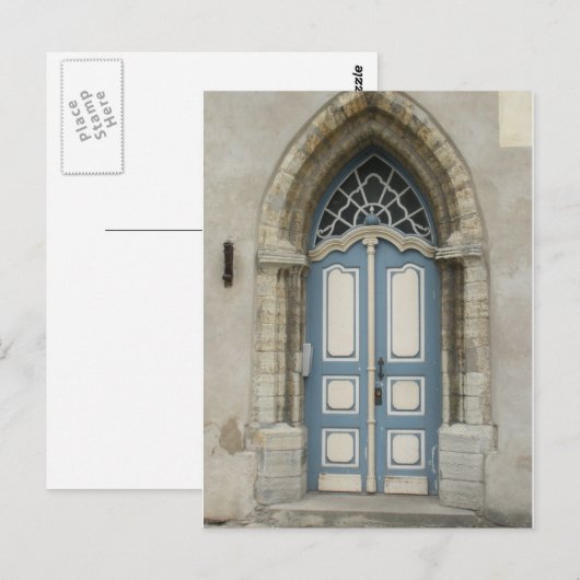 Mooie Tallinn, Estse Steen en houten Doorway Briefkaart (Voorkant / Achterkant)