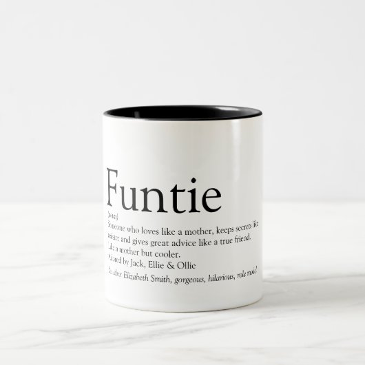 Mooie tante, tante, tante Definitie Moderne lol Tweekleurige Koffiemok (Center)