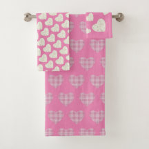 Mooie Tartan Harten Bloemen Blozend Roze Grijs