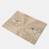 Mooie Taupe Indoor Welkom op onze Home Mat (Schuin)