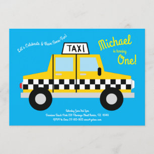 Mooie Taxi Auto Kinderen 1e Verjaardagsfeestje Kaart