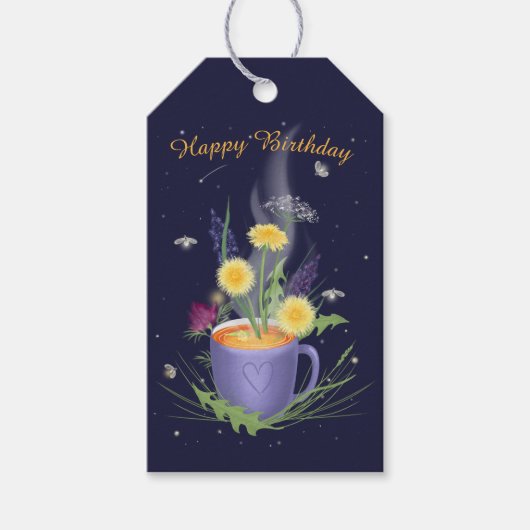 Mooie Tea Cup Summer Flowers Cadeaulabel (Voorkant)