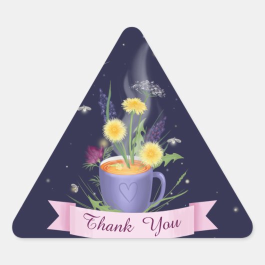 Mooie Tea Cup Summer Flowers Sticker (Voorkant)