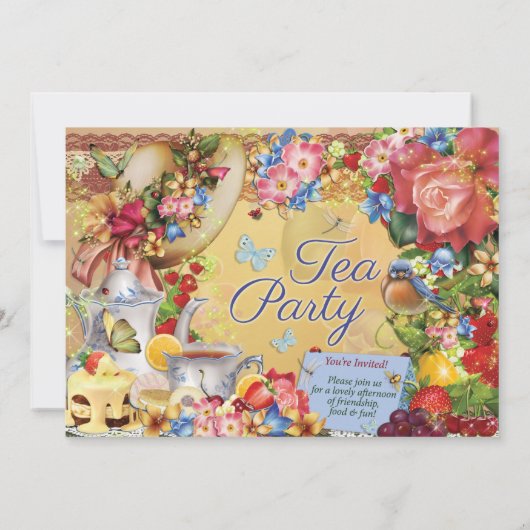 Mooie Tea Party uitnodigingen (Achterkant)