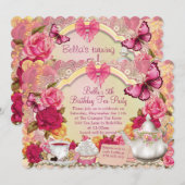 Mooie Tea Party uitnodigingen (Voorkant / Achterkant)