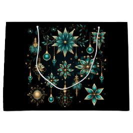 MOOIE TEAL EN GOUDEN KERSTORNAMENTEN GROOT CADEAUZAKJE