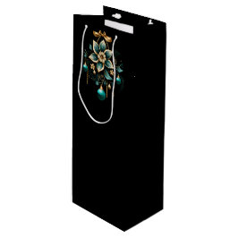 MOOIE TEAL EN GOUDEN KERSTVERSIERINGEN WIJN CADEAUTAS