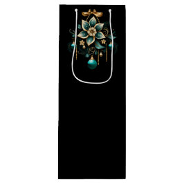 MOOIE TEAL EN GOUDEN KERSTVERSIERINGEN WIJN CADEAUTAS