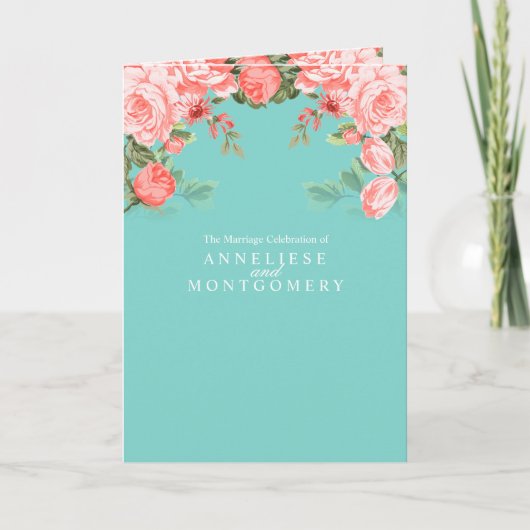 Mooie Teal en Koraal Bloemendesign - Programma (Voorkant)