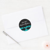Mooie Teal & Zwarte Kant Sweet 16 Sticker (Envelop)