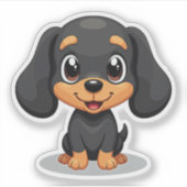 Mooie teckel puppy - Chibi stijl Sticker (Voorkant)