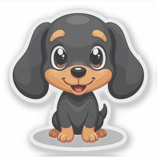 Mooie teckel puppy - Chibi stijl Sticker (Voorkant)