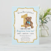 Mooie  Teddy Bear, 1e verjaardag Kaart (Staand voorkant)