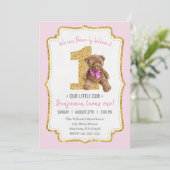 Mooie Teddy Bear, 1e verjaardag Kaart (Staand voorkant)