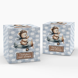 Mooie Teddy Bear Pilot Blue Baby Favoriet Box Bedankdoosjes