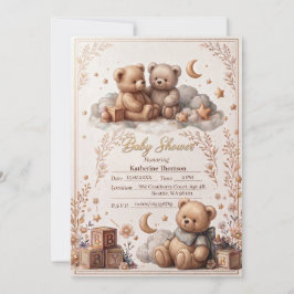 Mooie teddybeer babyshower uitnodiging 