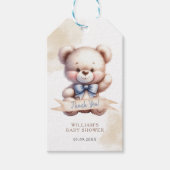 Mooie teddybeer babyshower waterverf cadeaulabel (Voorkant)