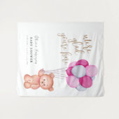 Mooie teddybeer ballon baby shower welkomstbord wandkleed (Voorkant (horizontaal))