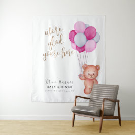Mooie teddybeer ballon baby shower welkomstbord wandkleed