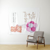 Mooie teddybeer ballon baby shower welkomstbord wandkleed (In Situ (horizontaal))