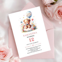 Mooie teddybeer ballon bloemen meisje verjaardag