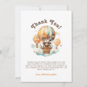 Mooie teddybeer ballonnen babyshower bedankt kaart (Voorkant)