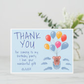 Mooie teddybeer ballonnen kinderverjaardag bedankkaart (Staand voorkant)