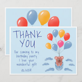 Mooie teddybeer ballonnen kinderverjaardag bedankkaart