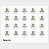 Mooie teddybeer Blauw jongen babyshower bedankt Ronde Sticker (Vel)