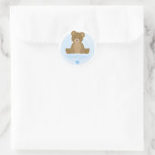 Mooie teddybeer Blauw jongen babyshower bedankt Ronde Sticker (Tas)