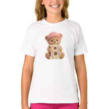 Mooie teddybeer eerste B bloemenmeisjes T-shirt