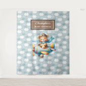 Mooie Teddybeer Piloot Persoonlijk Feest Muur Wandkleed (Voorkant)