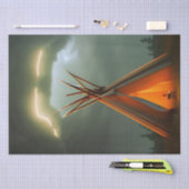 Mooie Teepee op een Stormy Night Tissuepapier (Craft)