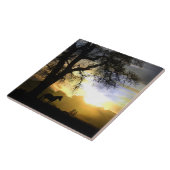 Mooie Tegel voor paarden en eikenbomen Tegeltje (Zijkant)