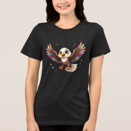 Mooie Tekenfilm Arend in Vlucht – Vriendelijke Vec Tri-Blend Shirt
