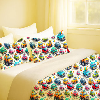 Mooie Tekenfilm Auto's Kleurrijke Kinderen Slaapku Kussensloop