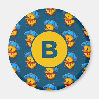 Mooie tekenfilm-eenden onder paraplu Monogram Magneet