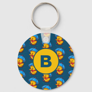 Mooie tekenfilm-eenden onder paraplu's Monogram Sleutelhanger