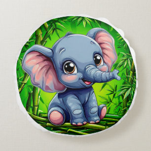 Mooie tekenfilm olifant rond kussen