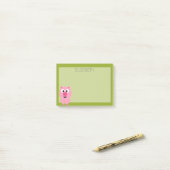 Mooie Tekenfilm Varken - Roze en Lichtgroen Post-it® Notes (Op bureau)
