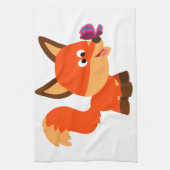 Mooie Tekenfilmvos En Vlinder Keukenhanddoek (Verticaal)