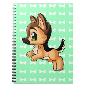 Mooie Tekening van Duitse Herderspuppy Notitieboek